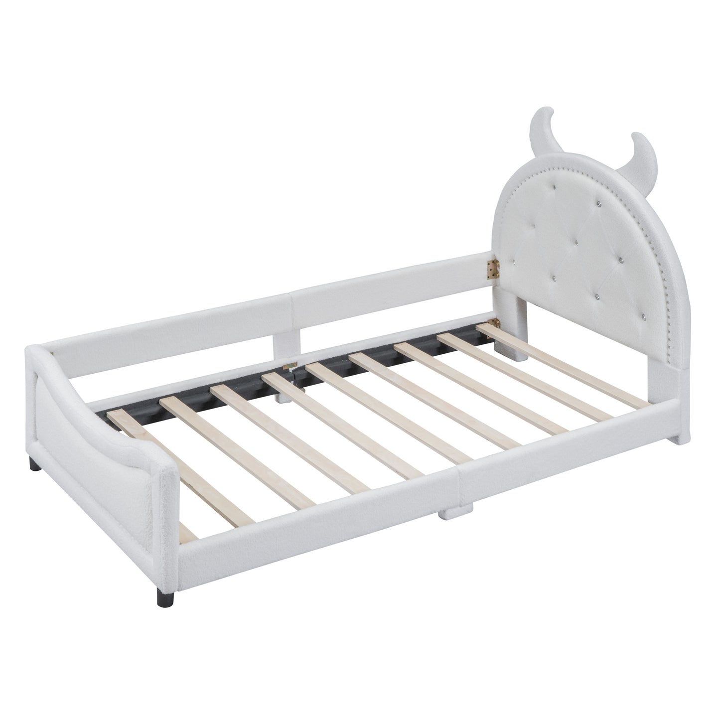 teddy fleece twin size upholstered daybed with ox horn shaped
