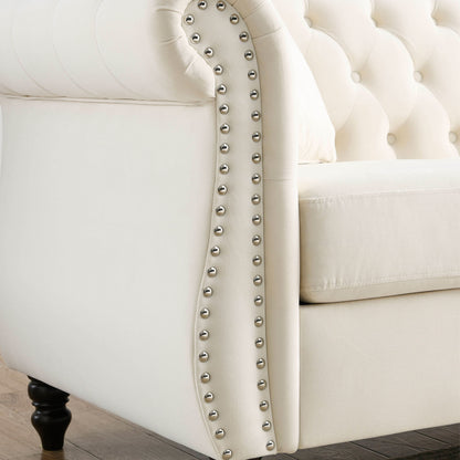 3-seater + 3-seater Combination Sofa, Beige Velvet