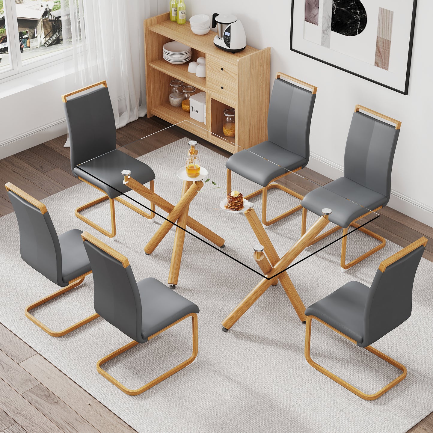 remi dining table set, grey