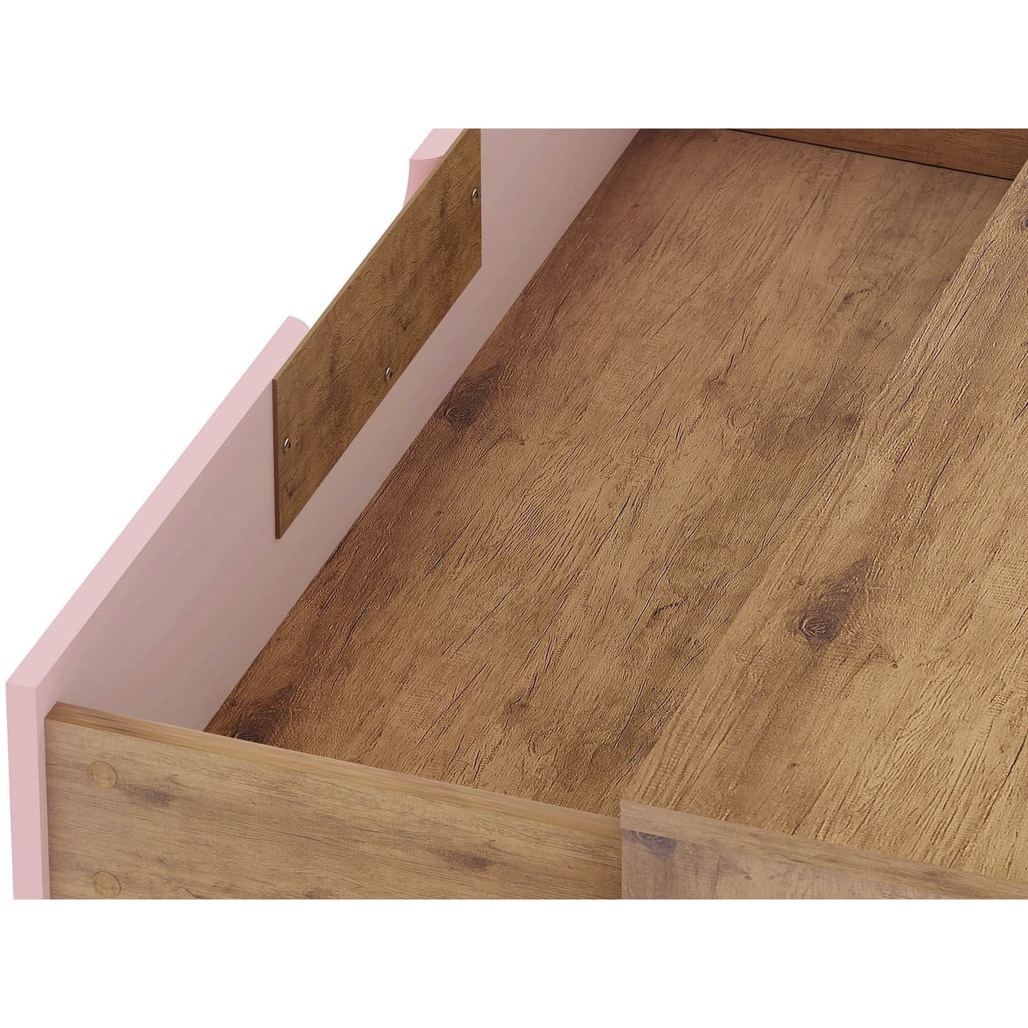 manhattan comfort rockefeller mid-century- modern dresser with 3-drawers in nature and rose pink