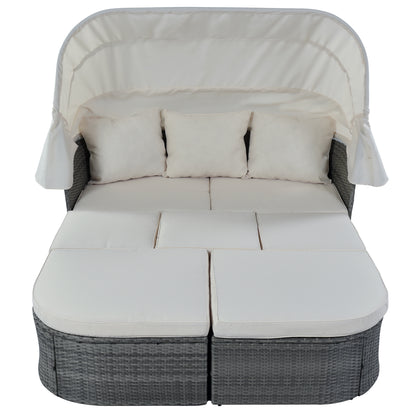 Daybed/Sunbed with Retractable Canopy Set