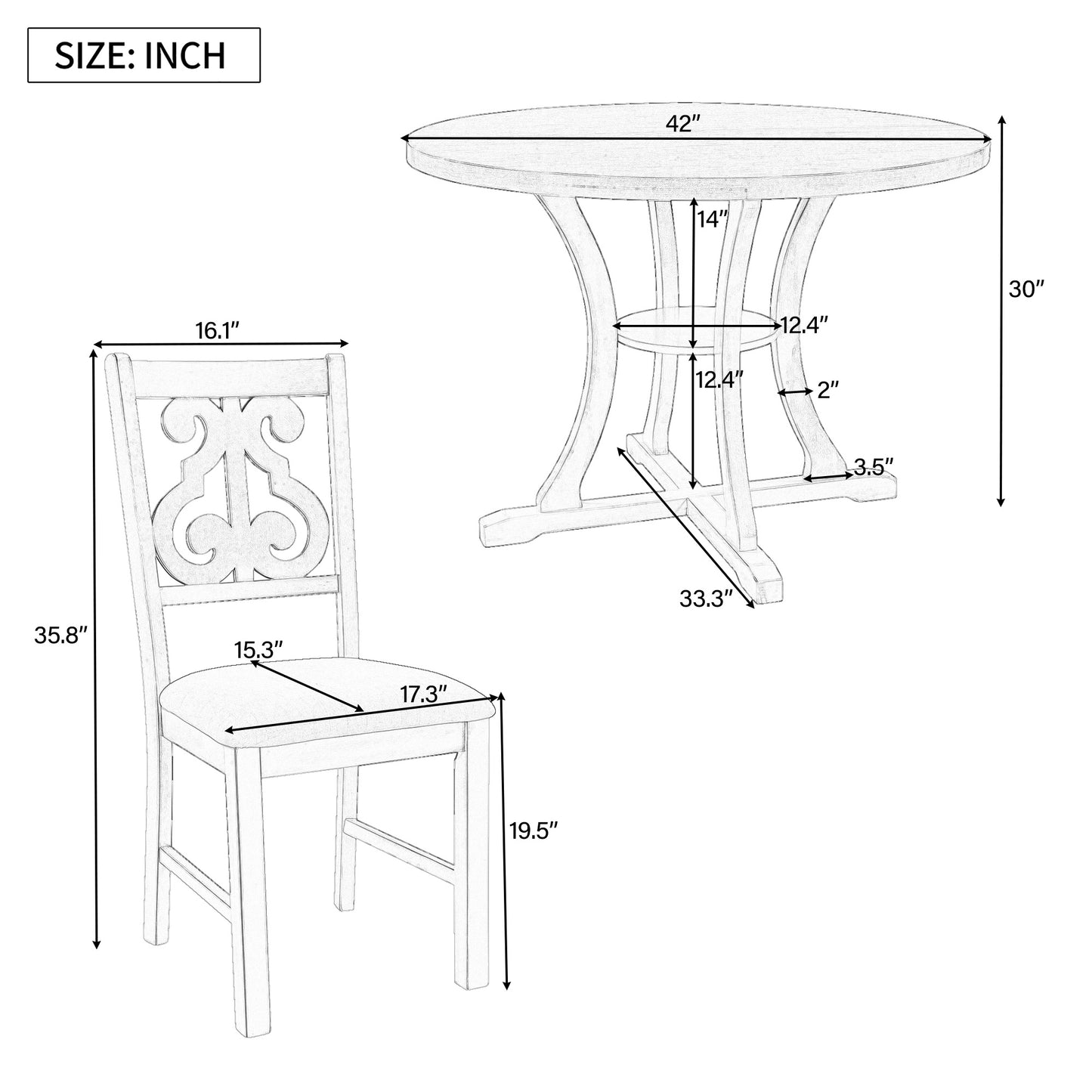 5-piece round dining table set