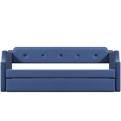 Victor Upholstered Daybed with Trundle ,Blue
