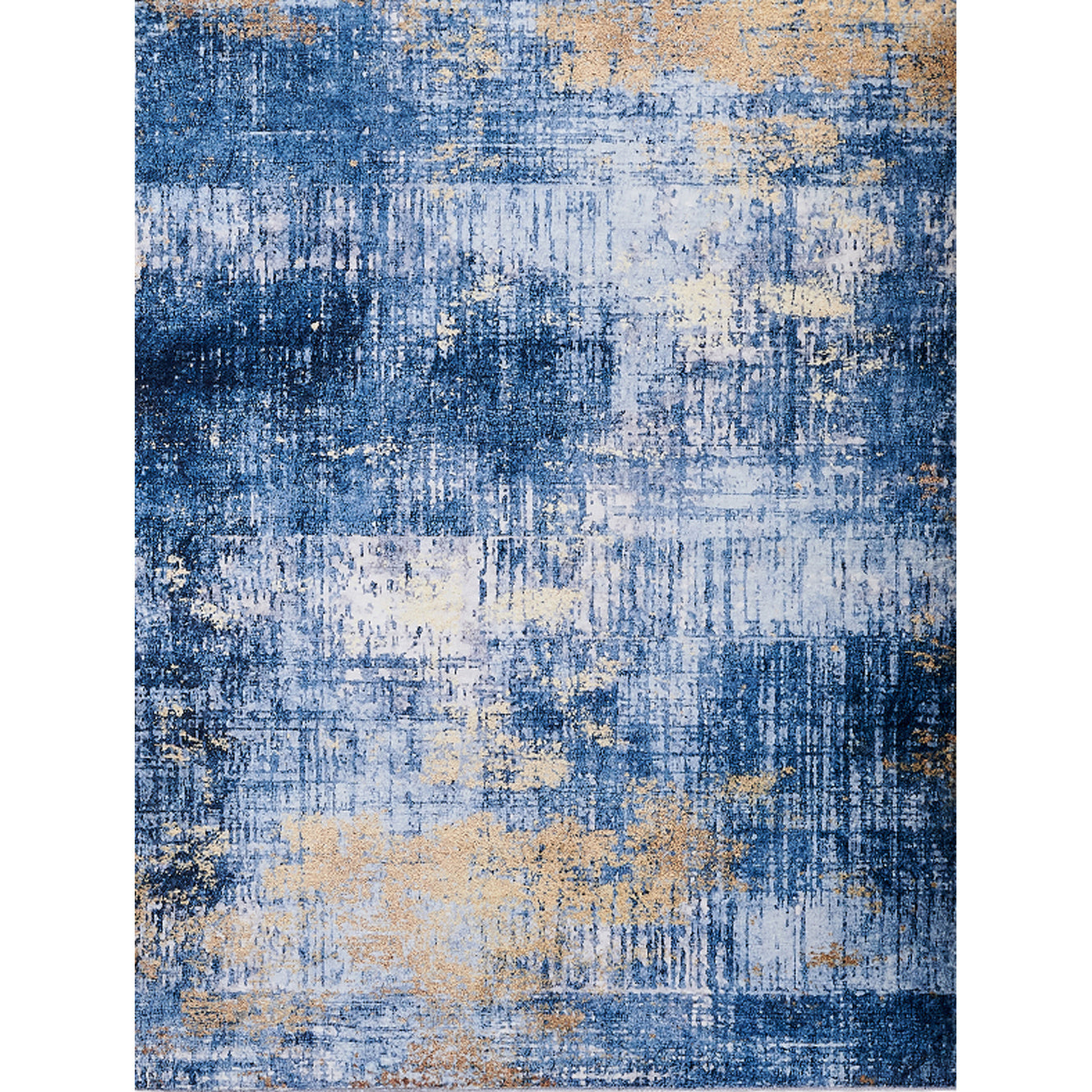 zara collection abstract design blue gold machine washable super soft area rug