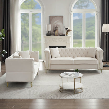 3-seater + 2-seater Combination Sofa Tufted with 4 Pillows