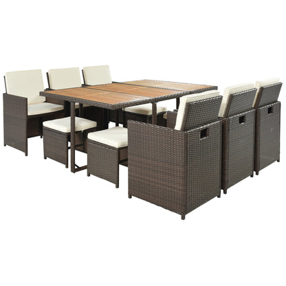 TOPMAX 11-Piece Patio All-Weather PE Wicker Dining Table Set