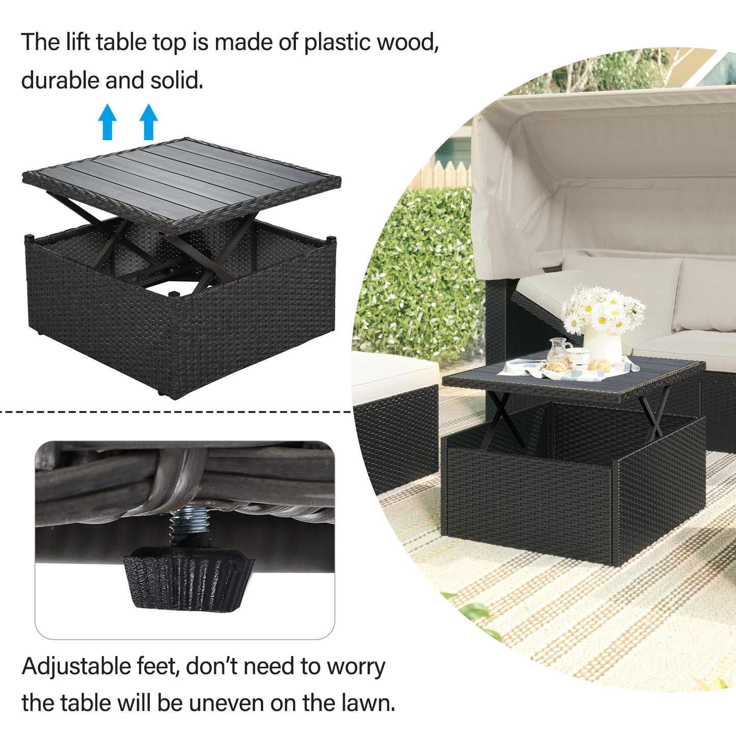 betty rectangle daybed with retractable canopy