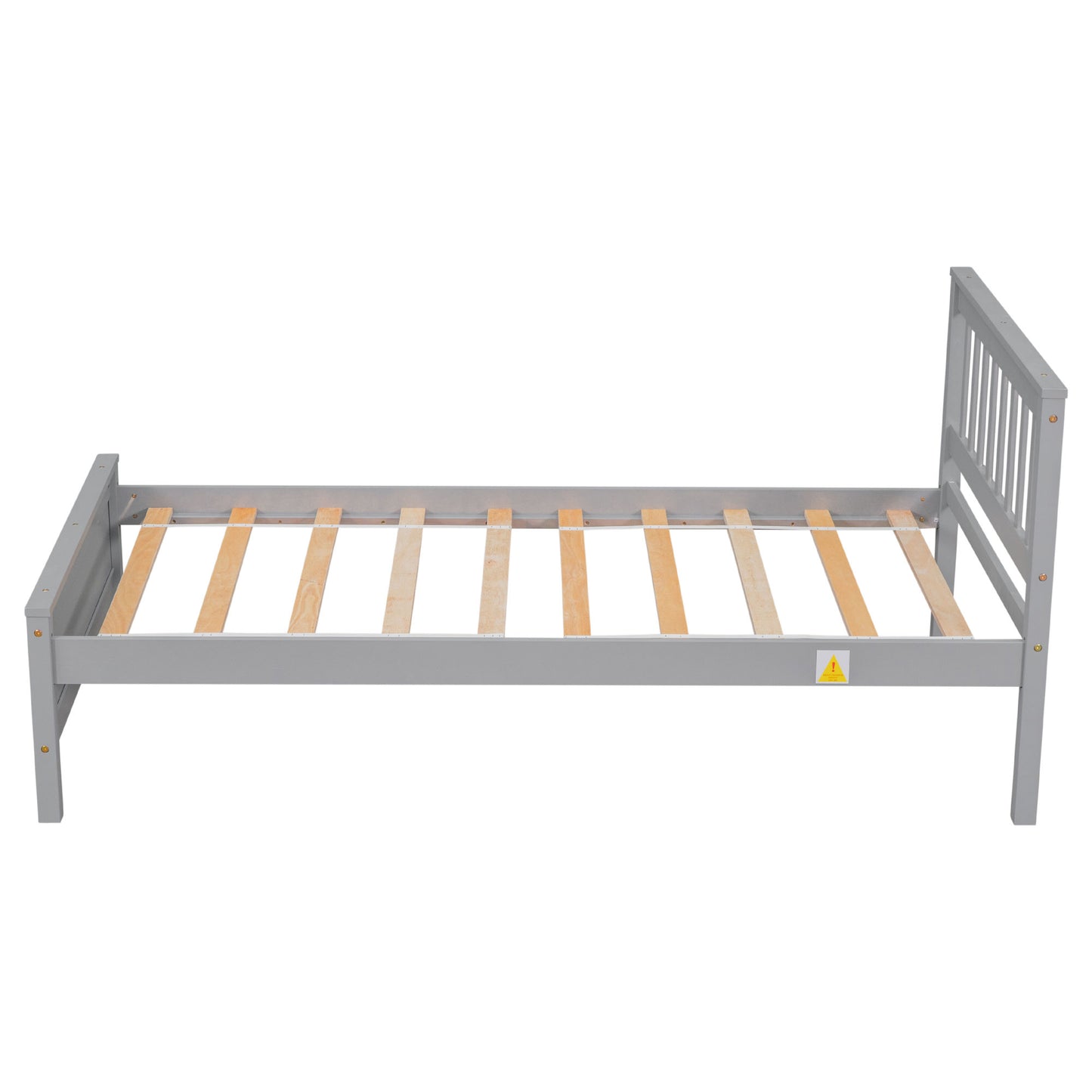 twin bed with headboard & nightstand, grey