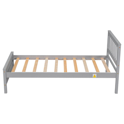 Twin Bed with Headboard & Nightstand, Grey
