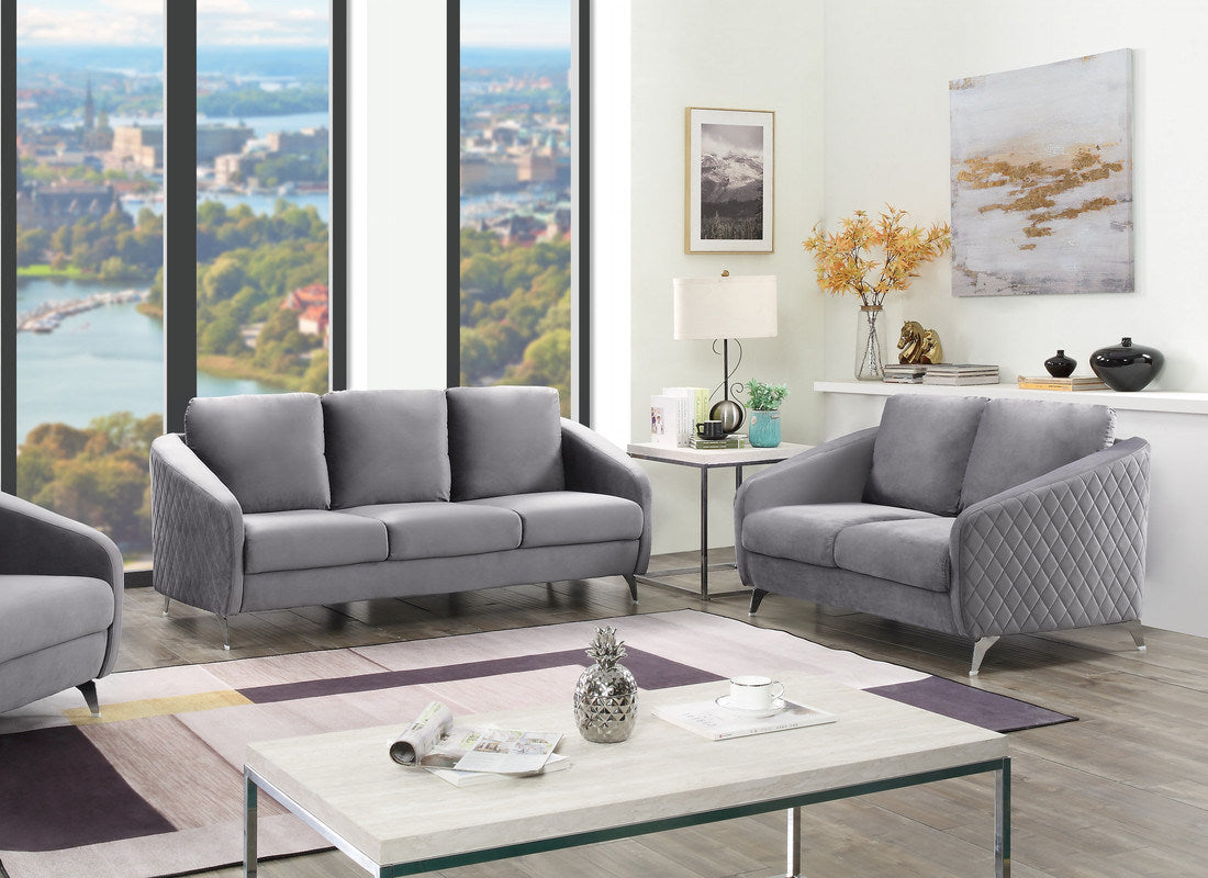 sofia velvet sofa set, grey