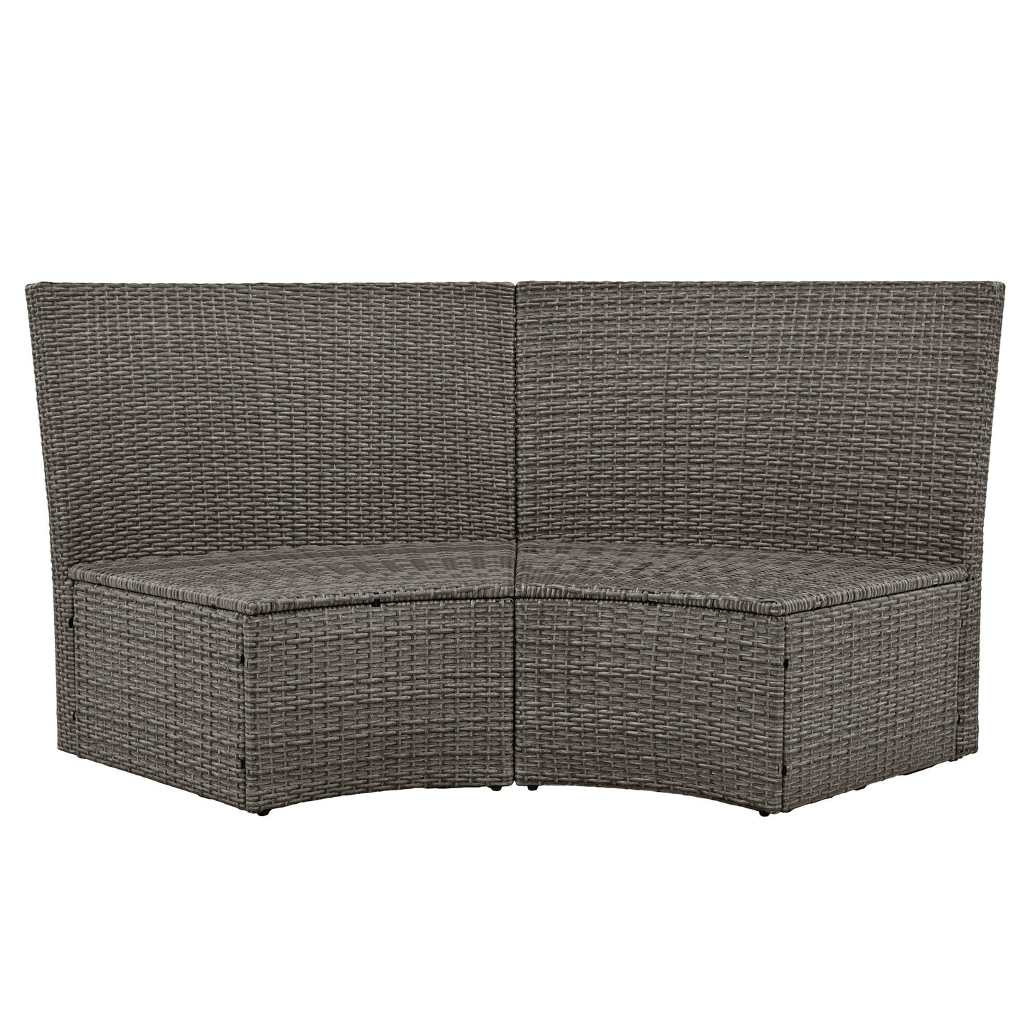 topmax patio 5-piece round rattan sectional sofa set, gray