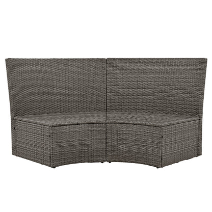 TOPMAX Patio 5-Piece Round Rattan Sectional Sofa Set, Gray