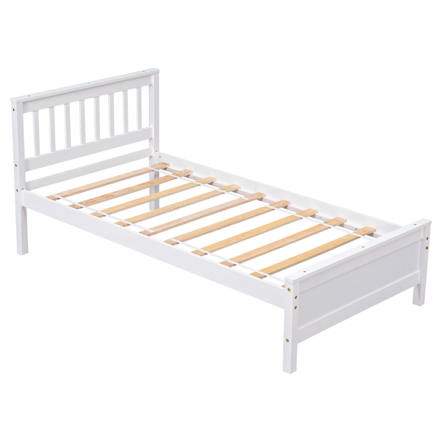 twin bed with headboard & nightstand, white