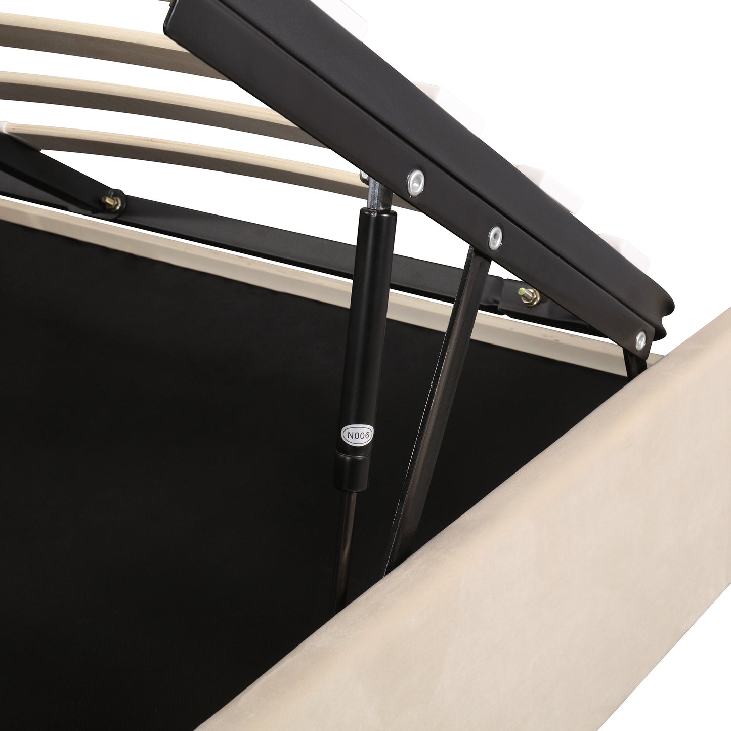 upholstered platform bed with a hydraulic storage system
