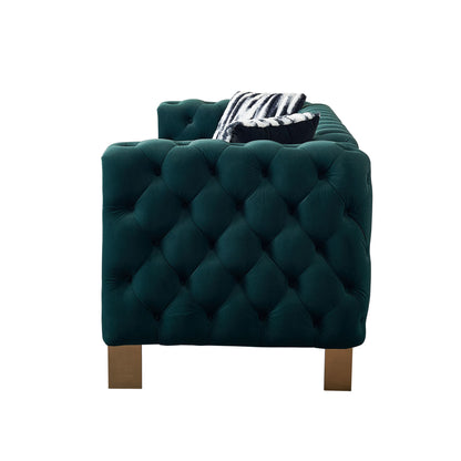 Chesterfield Modern Tufted Velvet Sofa, Green