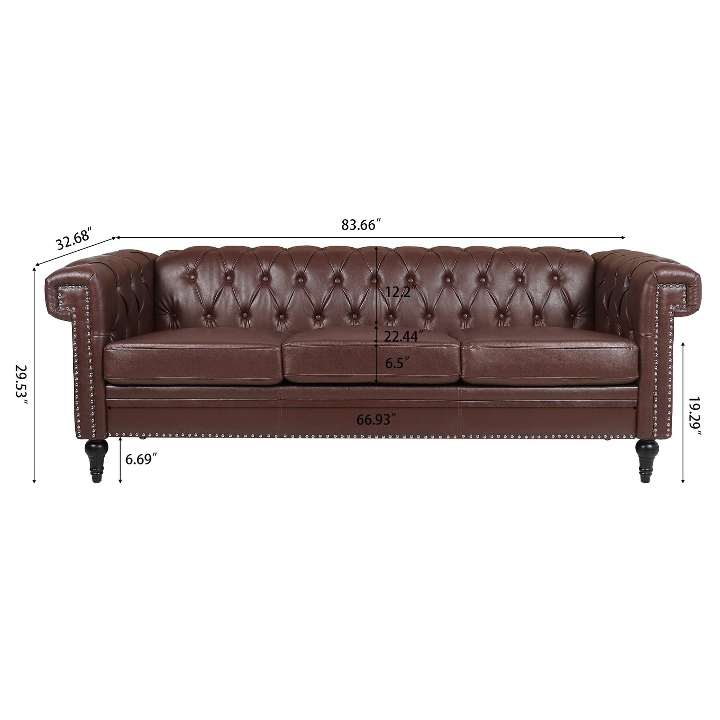 traditional chesterfield square arm sofa