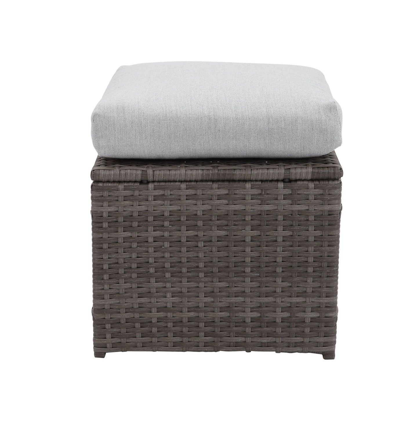 7-pieces pe rattan wicker patio dining sectional cusions sofa set with grey cushions