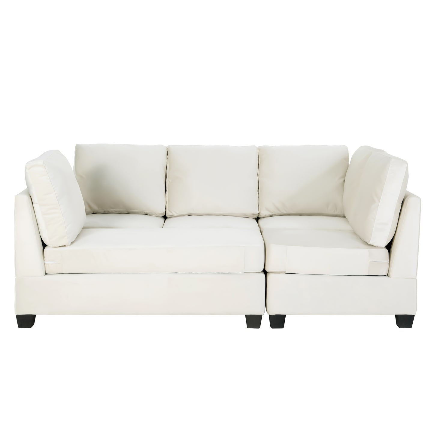modern l shape sectional sofa with usb charging port, cream