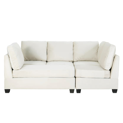 Modern L shape Sectional Sofa With USB Charging Port, Cream