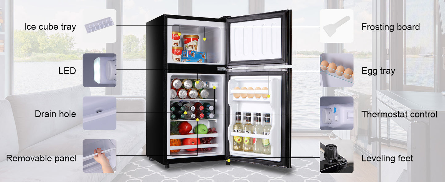 krib bling 3.5cu.ft compact refrigerator mini fridge with freezer
