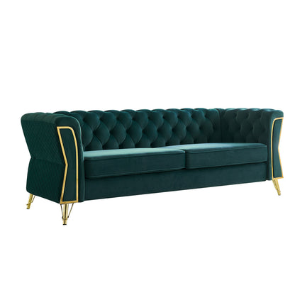 Modern Tufted Velvet Sofa, Green