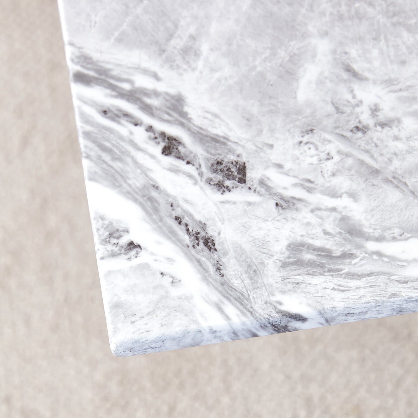 mdf faux marble dining table with white double v-shaped support