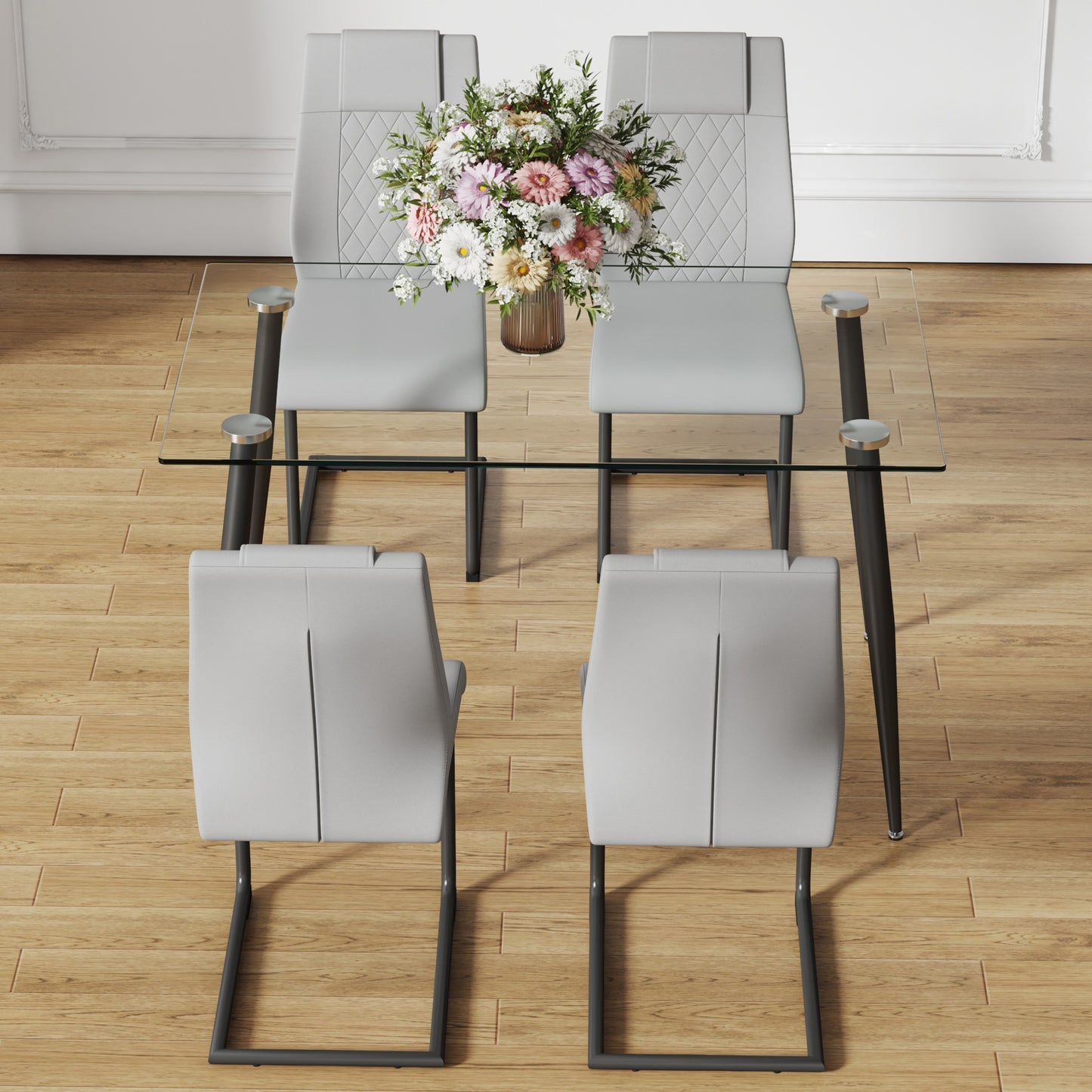 holli dining table set, grey