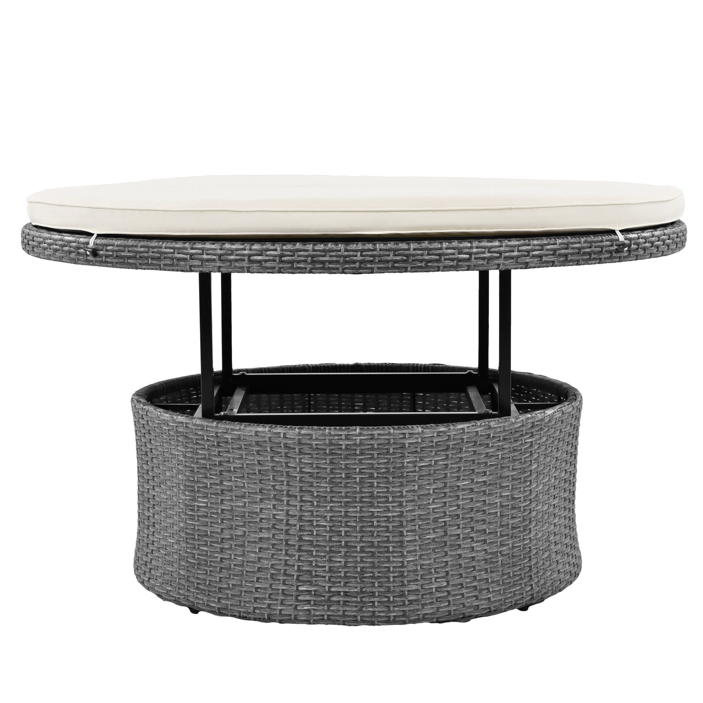 topmax patio 5-piece round rattan sectional sofa set, beige