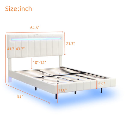 Floating Bed Frame with LED Lights and USB Charging #3