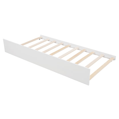 House Wood Bed with Twin Size Trundle