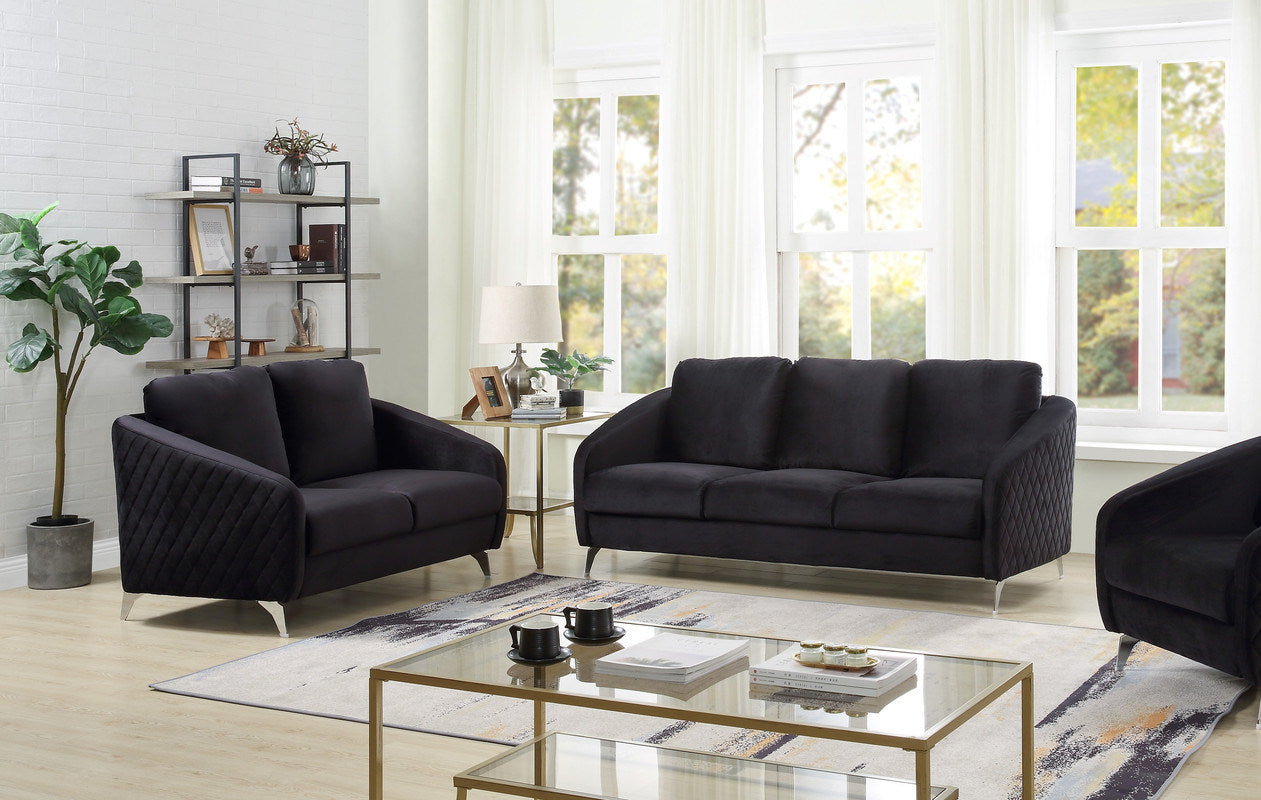 sofia velvet sofa set, black