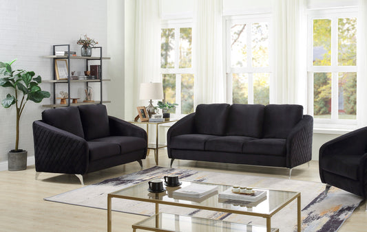 Sofia Velvet Sofa Set, Black
