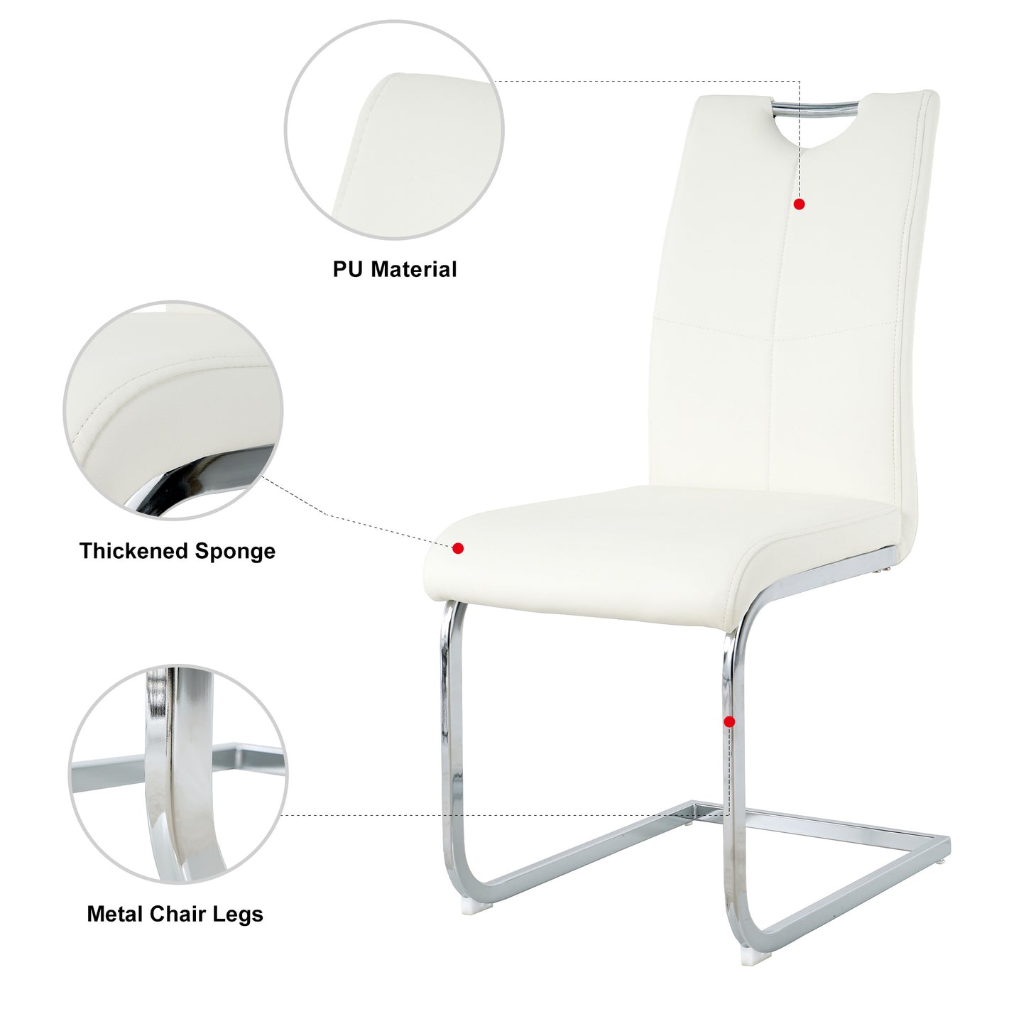 modern faux leather chairs set of 6, white