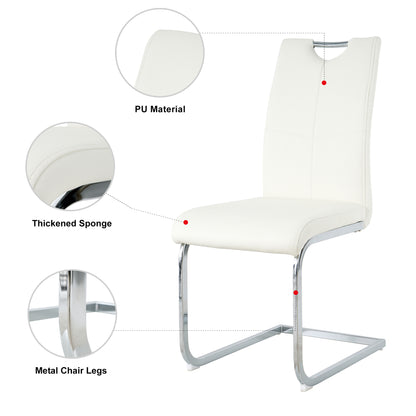 Modern Faux Leather Chairs Set of 6, White