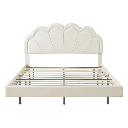 2-Pieces Upholstered LED Platform Bed with Storage Ottoman-Velvet