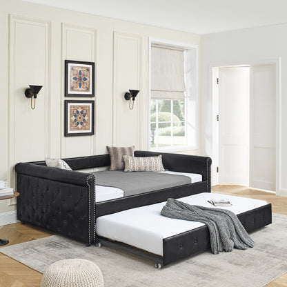 Upholstered Tufted Full Size Bed,  Black