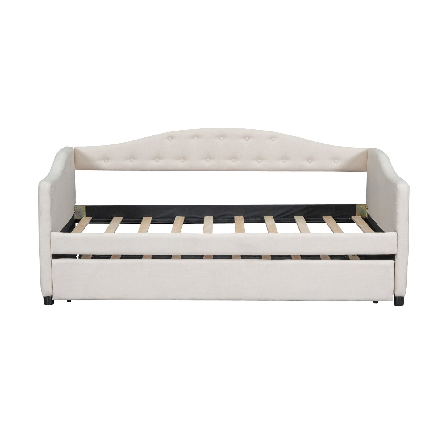 vogue upholstered bed with trundle, beige