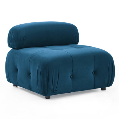 Button Tufted Modular Sectional Sofa, Navy Velvet