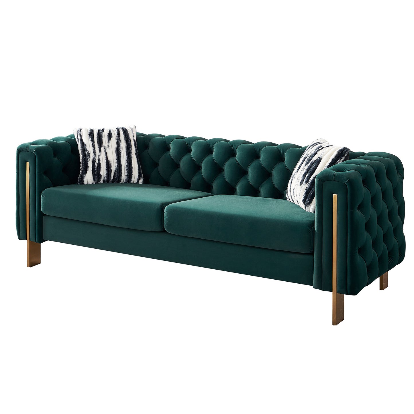 chesterfield modern tufted velvet sofa, green