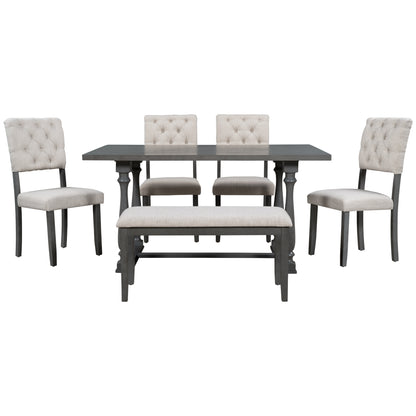 Upholstered 6-Piece Dining Table Set