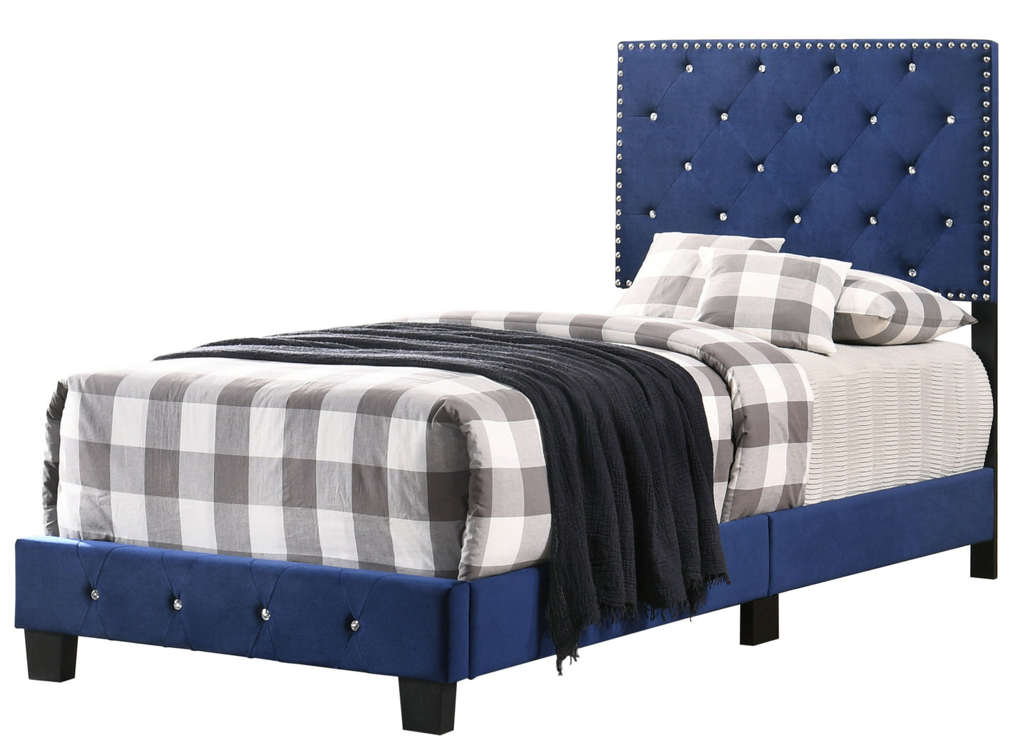 suffolk twin bed, navy blue