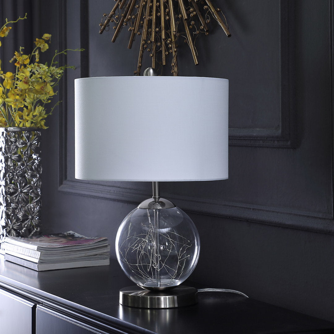 20.5" in athena glass led plasma mid-century metal table lamp