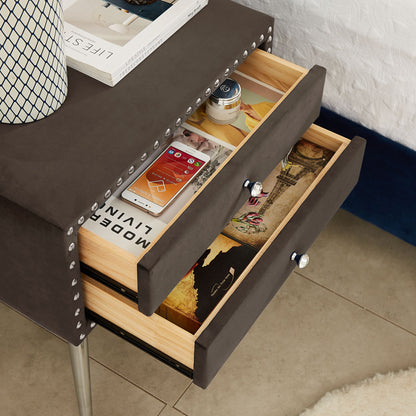 B109 Queen bed with two nightstands, + metal legs with Electroplate