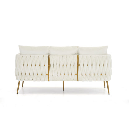 Fiona Fluffy Tufted Upholstered Sofa Set, Cream White Velvet