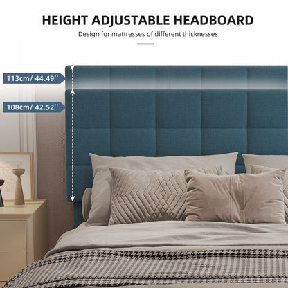 Square Upholstered Platform Bed with Lights Square Stitched