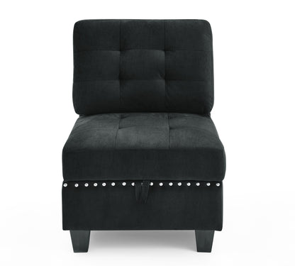 Joe U shape Modular Sectional Sofa, Black Velvet