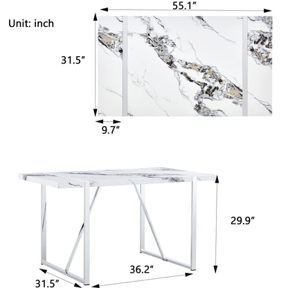 5-Piece Dining Table Chairs Set, White