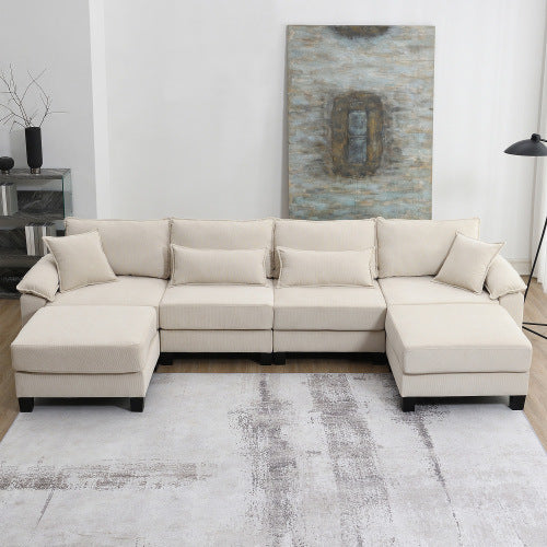 Emily U Shaped Couch with Armrest Bags