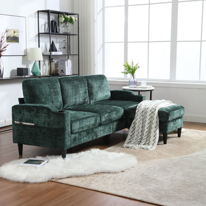 Zara Storage/ Cupholder Sectional Sofa, Green
