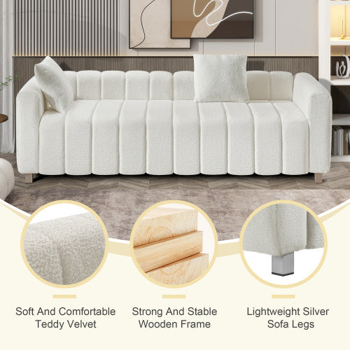 teddy velvet sofa with 2 pillows